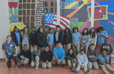 Group picture with MLK Junior Middle School Students